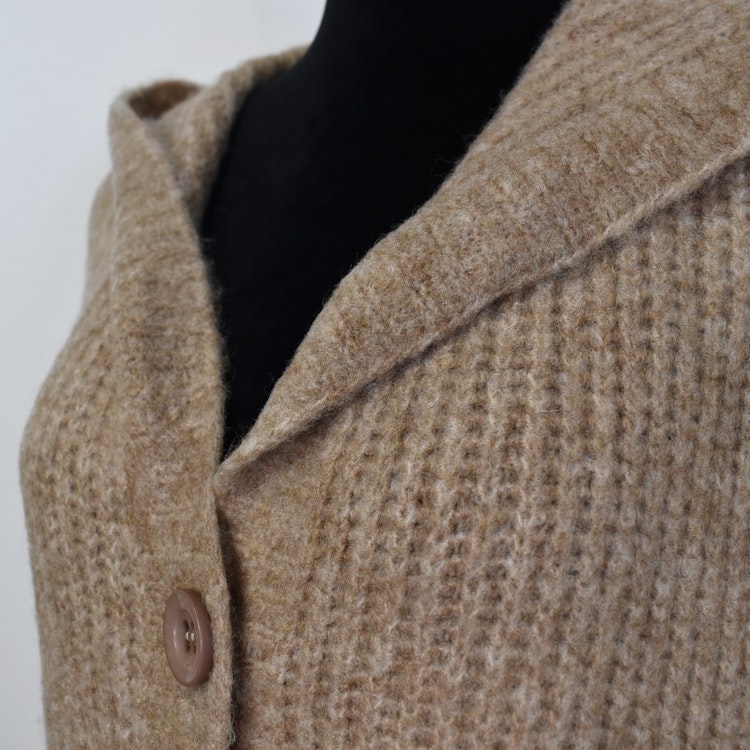 Stickad Kofta med Huva Recycled BEIGE