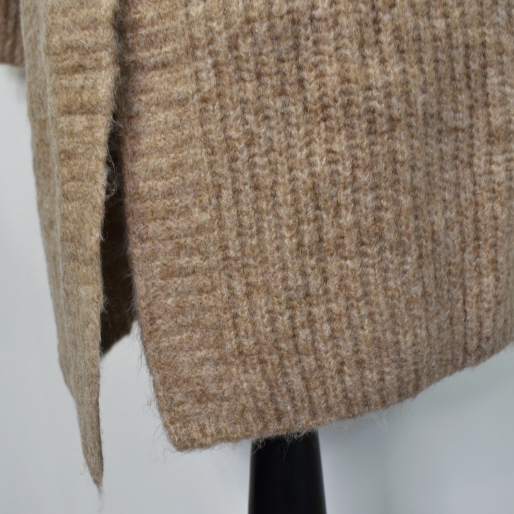 Stickad Kofta med Huva Recycled BEIGE