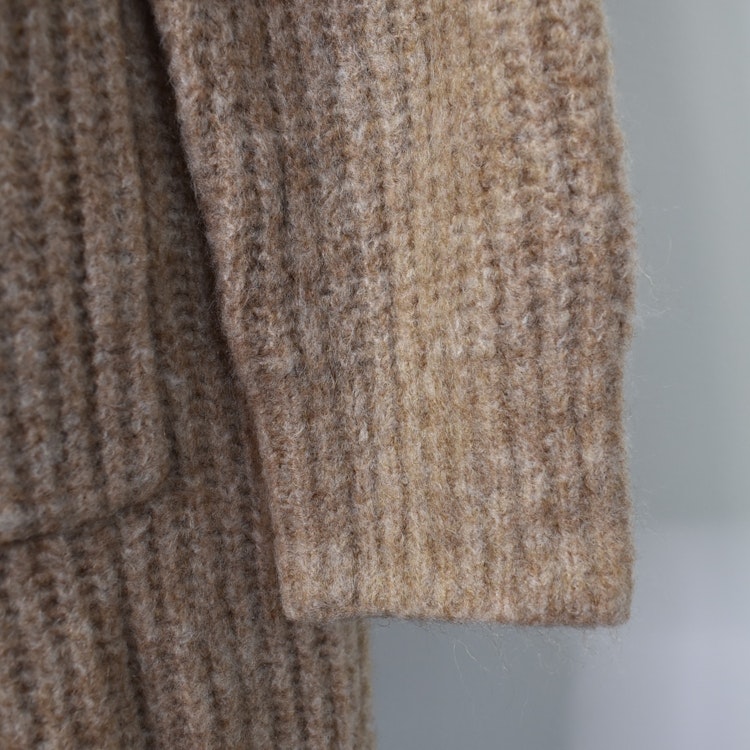 Stickad Kofta med Huva Recycled BEIGE