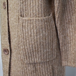 Stickad Kofta med Huva Recycled BEIGE