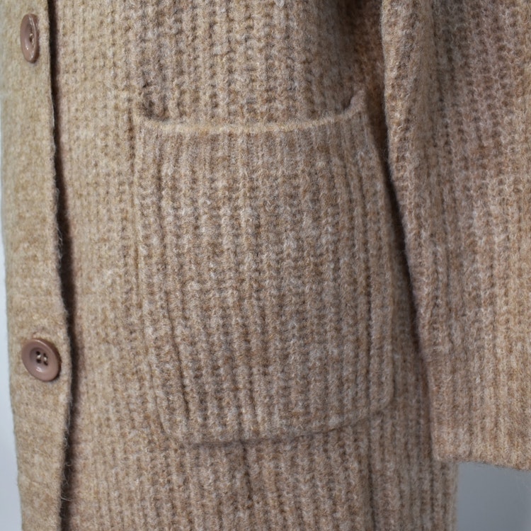 Stickad Kofta med Huva Recycled BEIGE