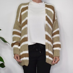 Stickad Kofta Randig TAUPE/CAMEL