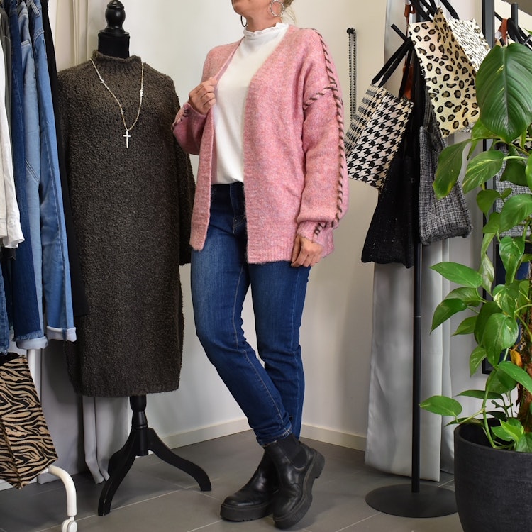 Stickad Kofta Recycled MELERAD ROSA