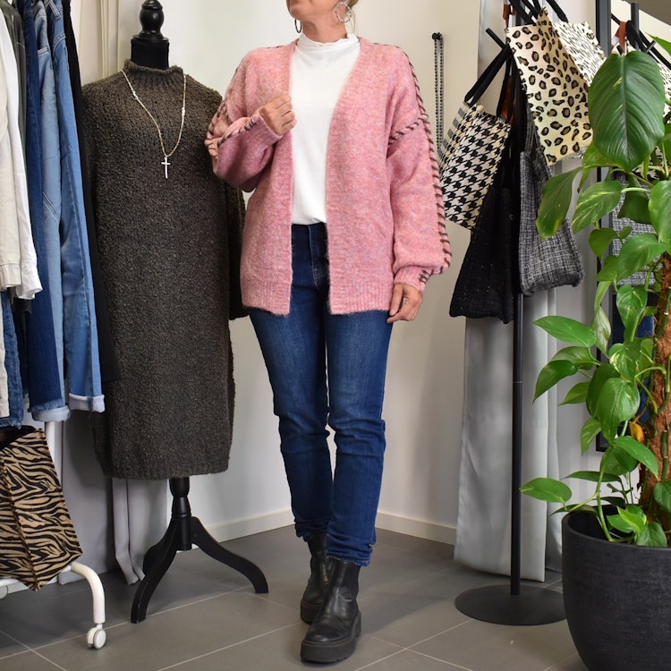 Stickad Kofta Recycled MELERAD ROSA