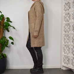 Stickad Kofta med Huva Recycled BEIGE
