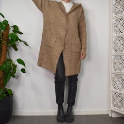 Stickad Kofta med Huva Recycled BEIGE