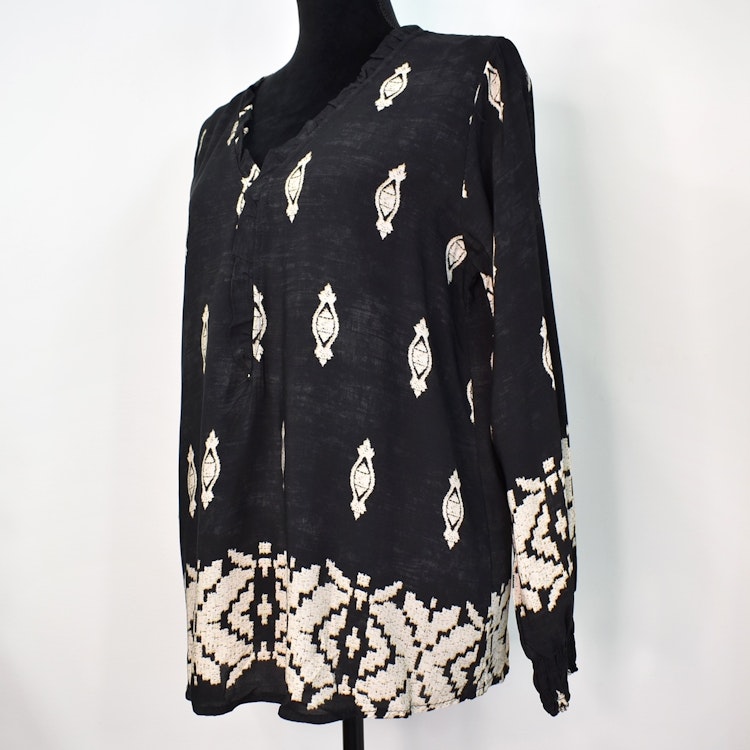 Blus Mayra Mönstrad SVART - Marta du Chateau