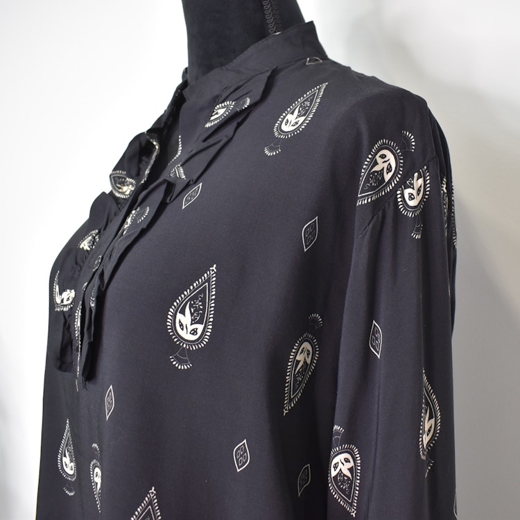 Blus Aya Mönstrad SVART/BEIGE - Marta du Chateau