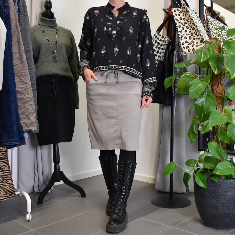 Blus Aya Mönstrad SVART/BEIGE - Marta du Chateau