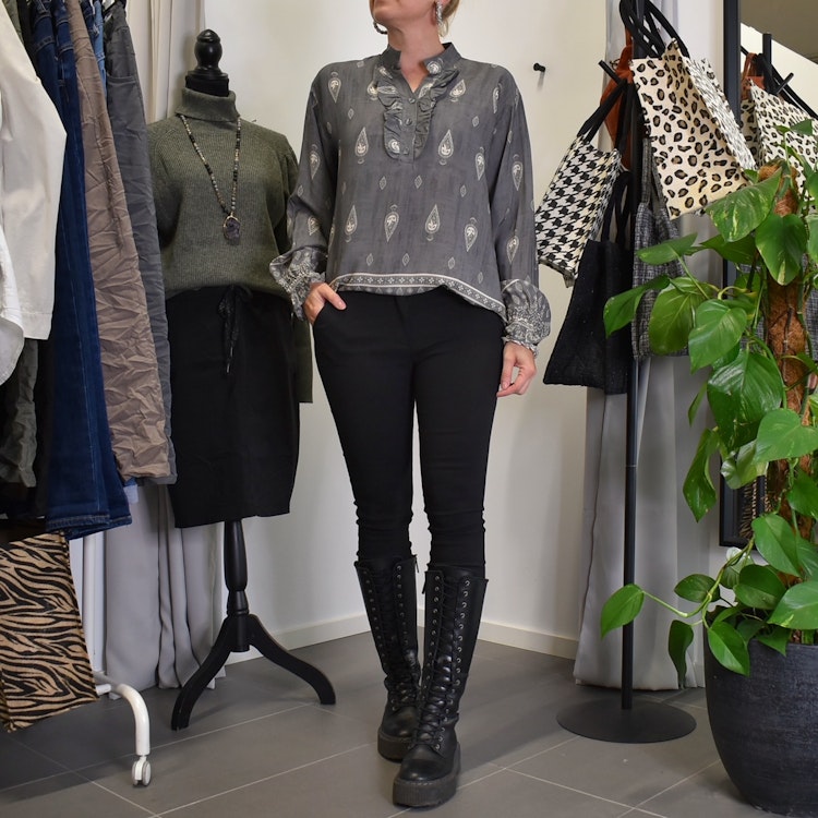 Blus Aya Mönstrad GRÅ - Marta du Chateau