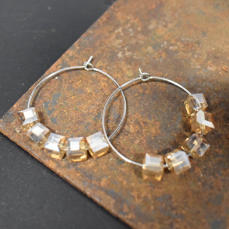 Örhänge Remake Hoop Glas SILVER - Jewelry By Elina Dahl
