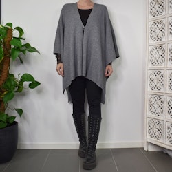 Poncho-sjal med Knapp GRÅ