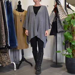 Poncho-sjal med Knapp GRÅ