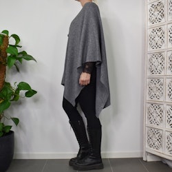 Poncho-sjal med Knapp GRÅ
