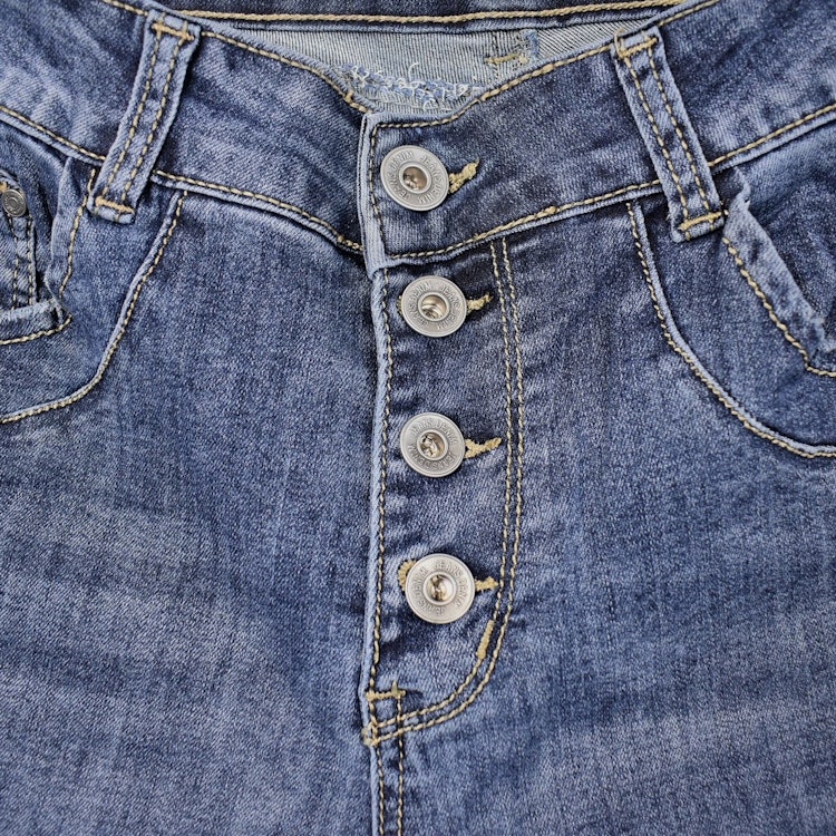 Jeans med Knappar BLÅ - 3D Denim