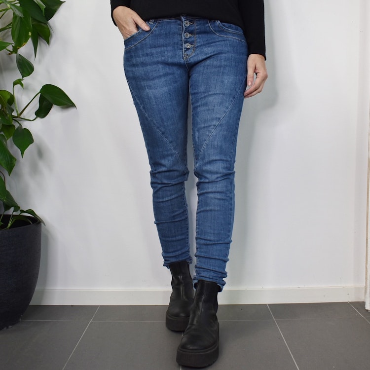 Jeans med Knappar BLÅ - 3D Denim