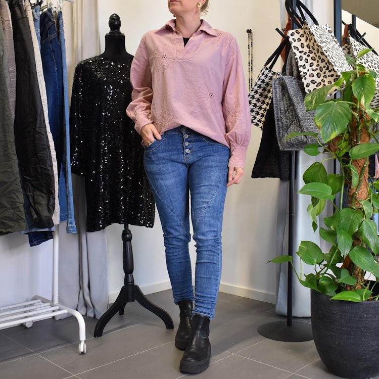 Jeans med Knappar BLÅ - 3D Denim