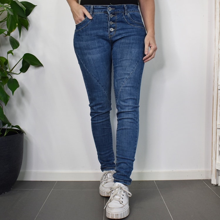 Jeans med Knappar BLÅ - 3D Denim