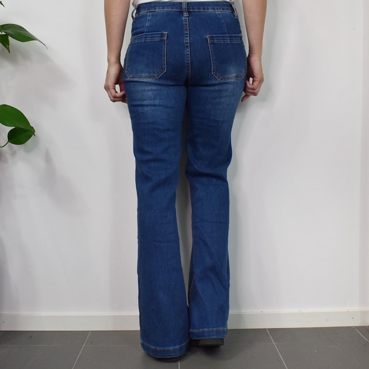 Vida Flare-Jeans Långa BLÅ - 3D Denim