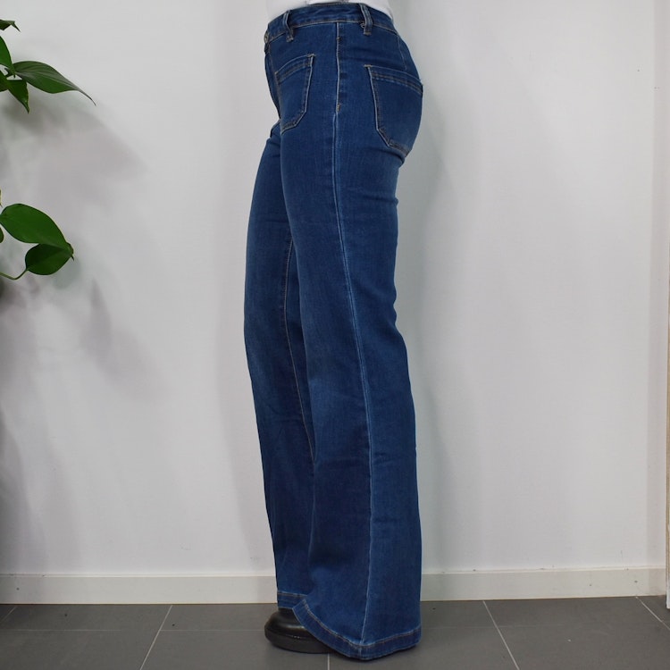 Vida Flare-Jeans Långa BLÅ - 3D Denim