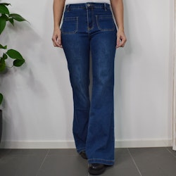 Vida Flare-Jeans Långa BLÅ - 3D Denim