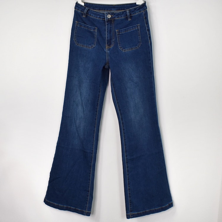 Vida Flare-Jeans Långa BLÅ - 3D Denim