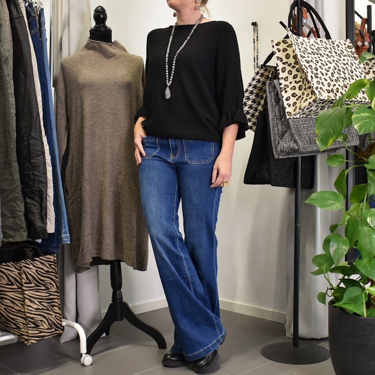 Vida Flare-Jeans Långa BLÅ - 3D Denim