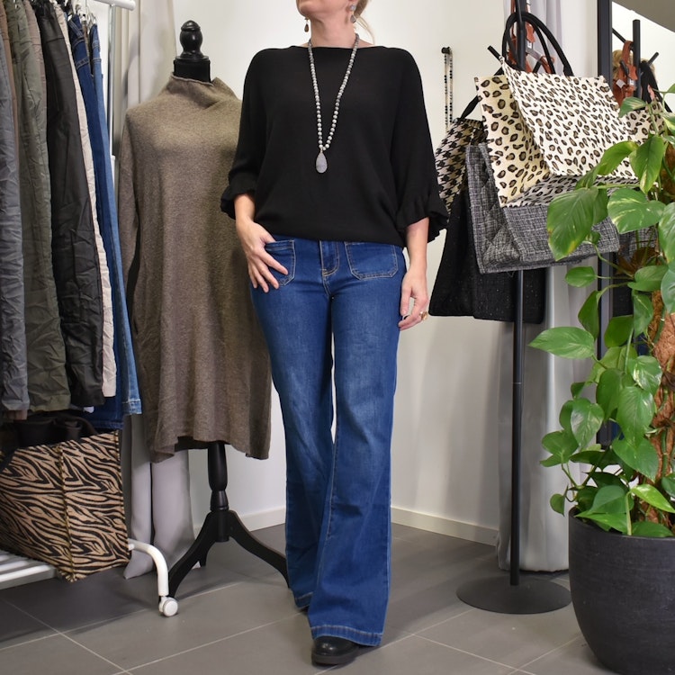 Vida Flare-Jeans Långa BLÅ - 3D Denim