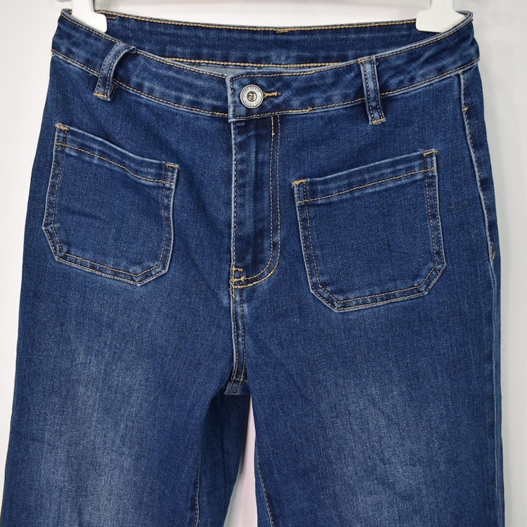 Vida Flare-Jeans Långa BLÅ - 3D Denim
