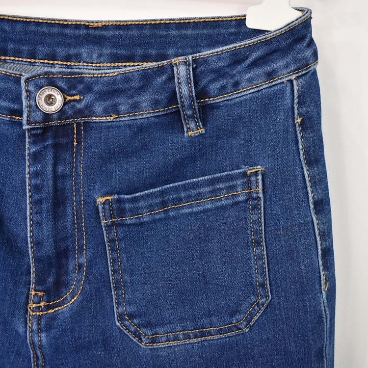 Vida Flare-Jeans Långa BLÅ - 3D Denim