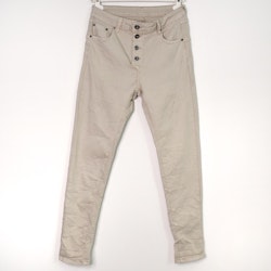 Jeans med Knappar BEIGE CHIARO - 3D Denim