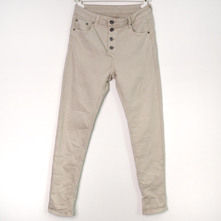 Jeans med Knappar BEIGE CHIARO - 3D Denim