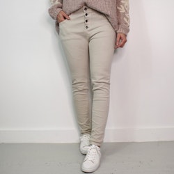 Jeans med Knappar BEIGE CHIARO - 3D Denim
