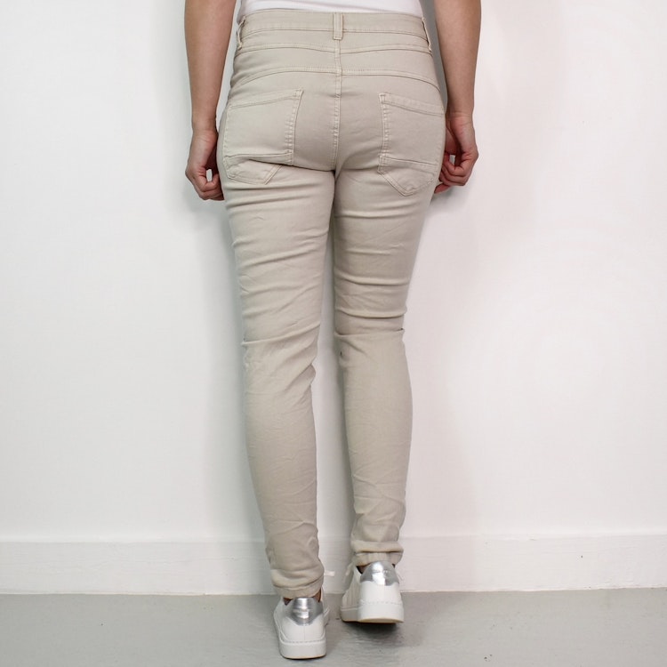 Jeans med Knappar BEIGE CHIARO - 3D Denim