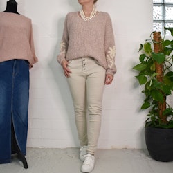 Jeans med Knappar BEIGE CHIARO - 3D Denim