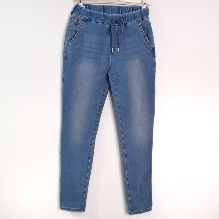 Jeans Jogger med Resårmidja och Knytband LJUS BLÅ - 3D Denim