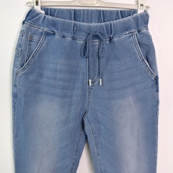 Jeans Jogger med Resårmidja och Knytband LJUS BLÅ - 3D Denim