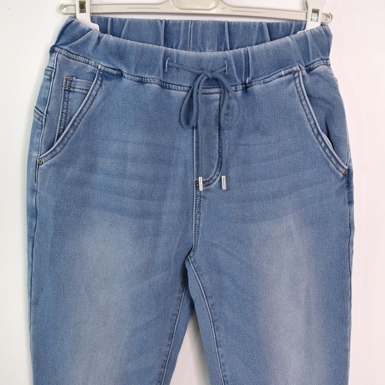 Jeans Jogger med Resårmidja och Knytband LJUS BLÅ - 3D Denim