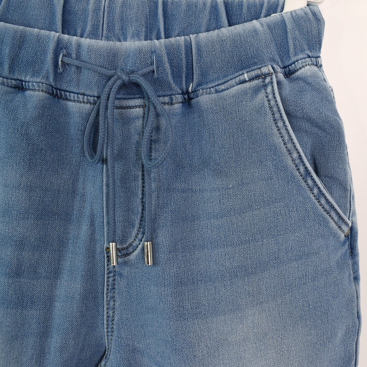 Jeans Jogger med Resårmidja och Knytband LJUS BLÅ - 3D Denim