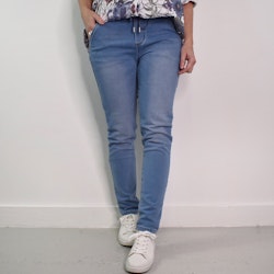 Jeans Jogger med Resårmidja och Knytband LJUS BLÅ - 3D Denim