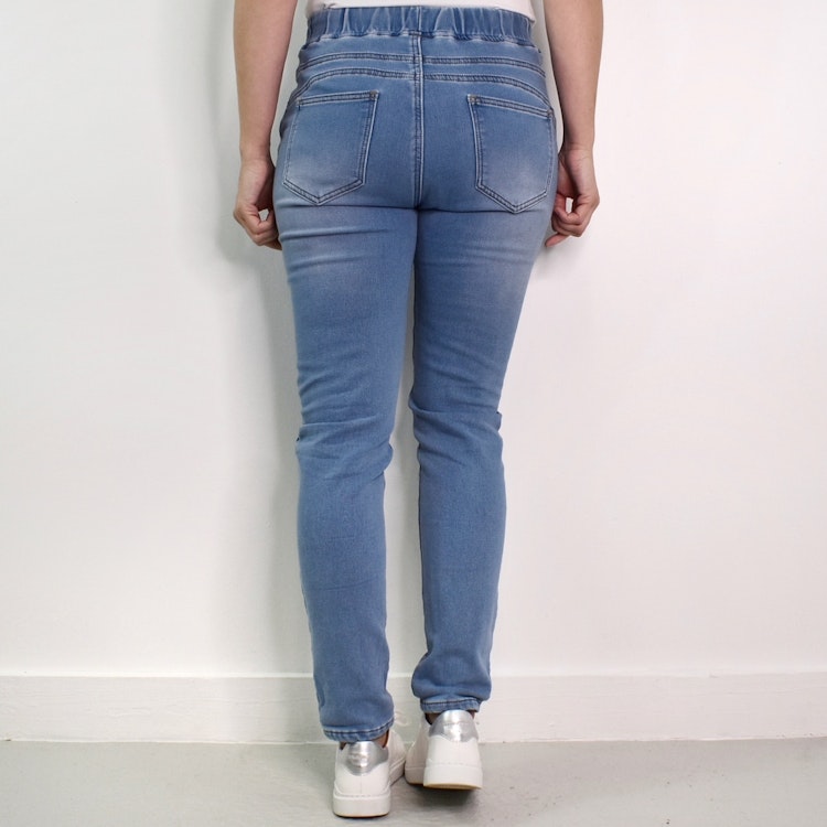 Jeans Jogger med Resårmidja och Knytband LJUS BLÅ - 3D Denim