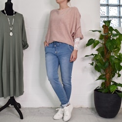 Jeans Jogger med Resårmidja och Knytband LJUS BLÅ - 3D Denim