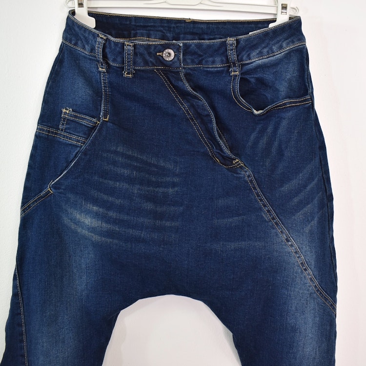 SECOND HAND Baggy Jeans MÖRK BLÅ Storlek S
