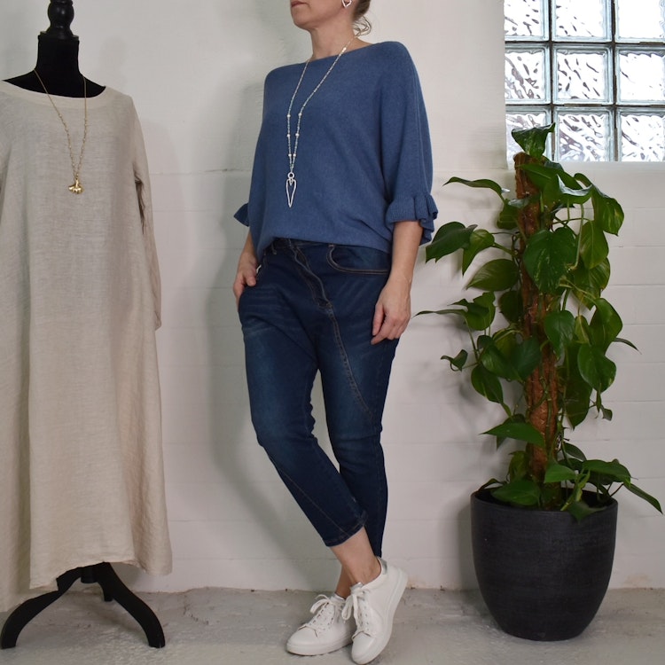 SECOND HAND Baggy Jeans MÖRK BLÅ Storlek S