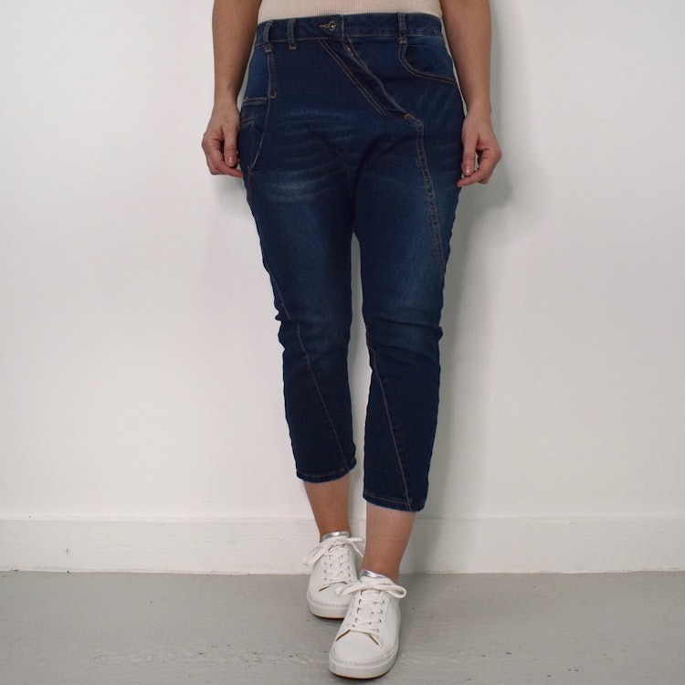 SECOND HAND Baggy Jeans MÖRK BLÅ Storlek S