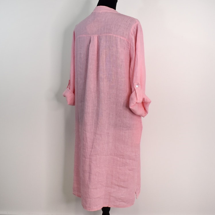 Kort Linneklänning med Krås ROSA NEON
