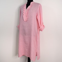 Kort Linneklänning med Krås ROSA NEON