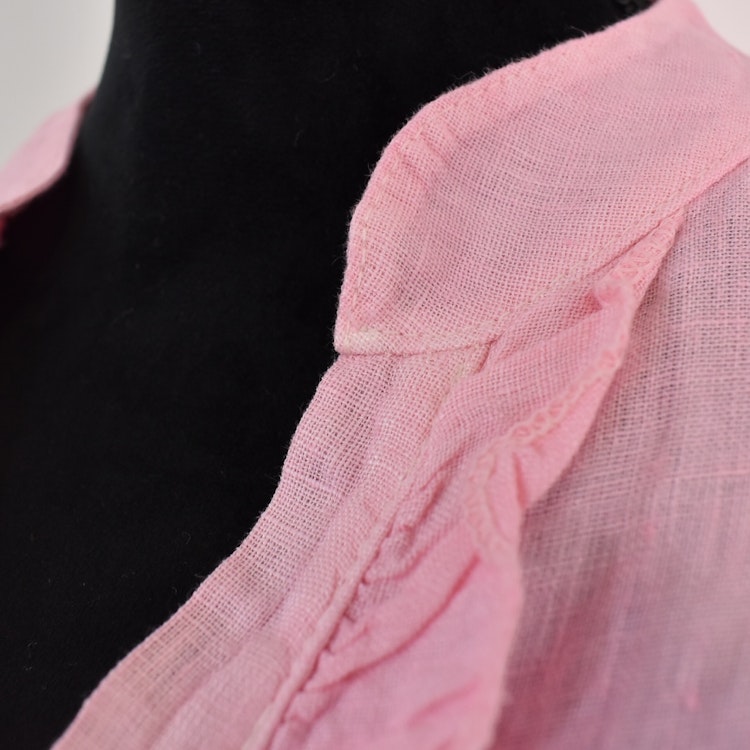 Kort Linneklänning med Krås ROSA NEON