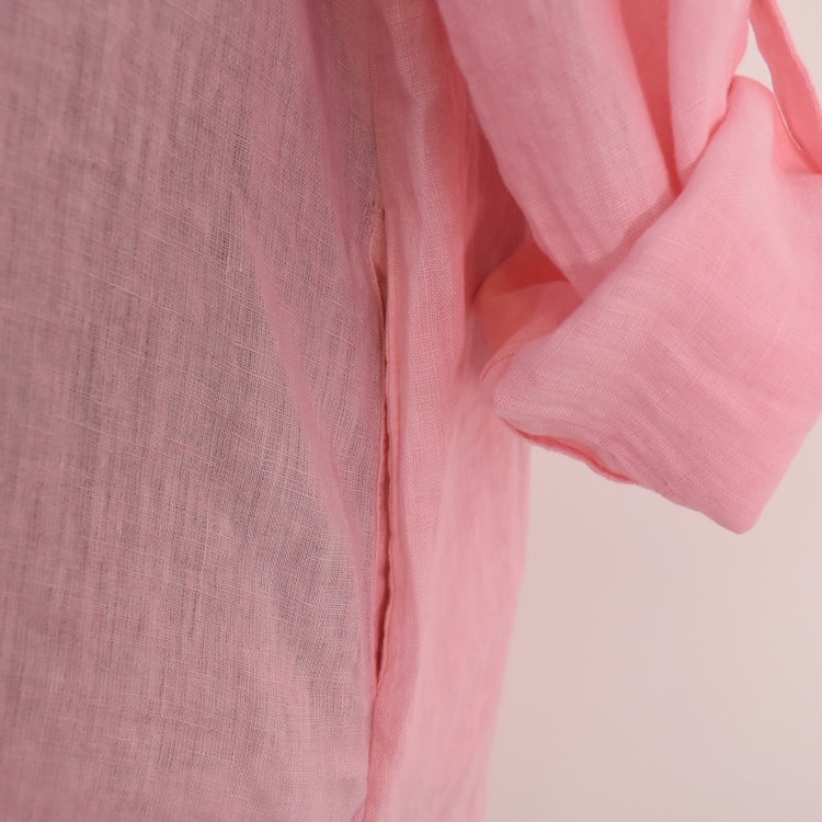 Kort Linneklänning med Krås ROSA NEON