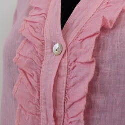 Kort Linneklänning med Krås ROSA NEON